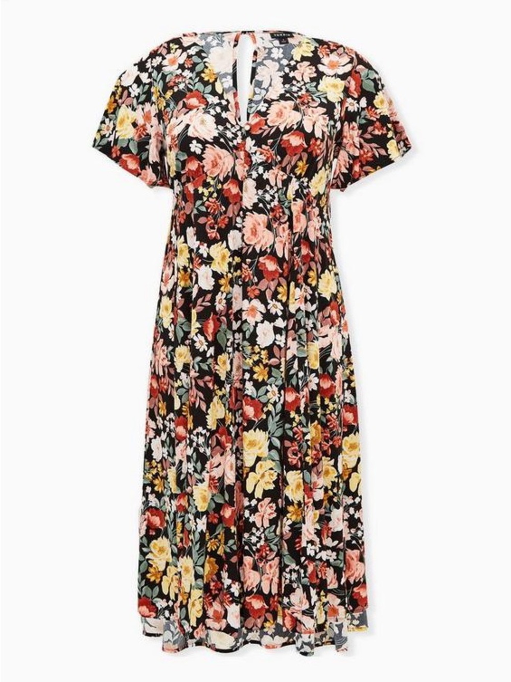 Torrid Floral V-Neck Midi Dress Floral 14 16 SZ 1 Garden Party Wedding Fit flare